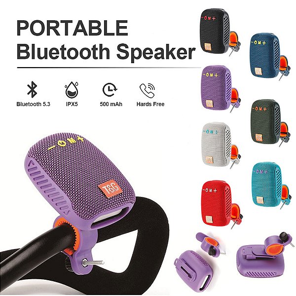 Caixinha De Som Bluetooth Portátil Prova D'água Suporte Bike