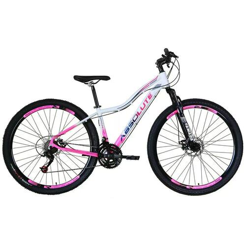 Bicicleta Feminina Aro 29 Absolute 21V  Freio a Disco - Cor: Branco Rosa