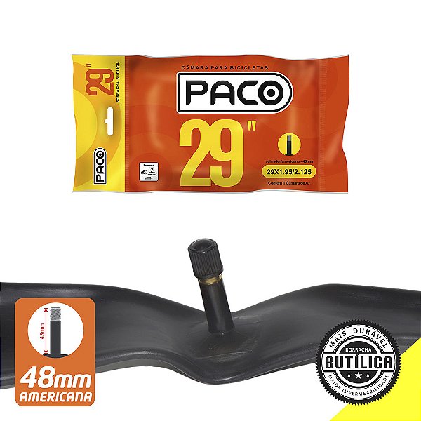 Câmara aro 29x1.95/2.125 borracha butílica válvula americana 48mm
