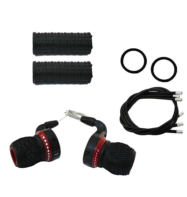 ALAVANCA GRIPSHIFT 6V NÃO INDEX ALUM COM CABOS CONDUITES E MANOPLAS