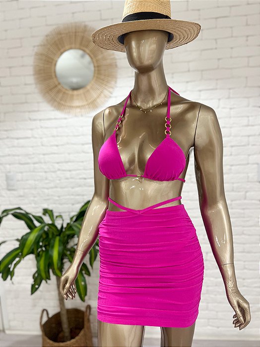 Mini Saia Franzida Miami Pink