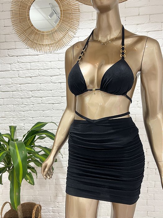 Mini Saia Franzida Miami Preto