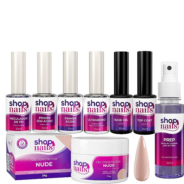 Kit Preparadores Gel E Finalizador Shopnails Unhas Em Acrigel