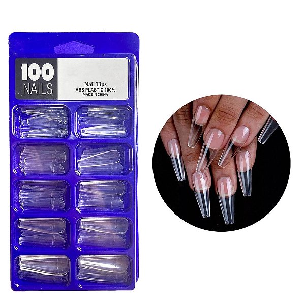 Postiça Bailarina Realista Fan Nails 100 Unidades