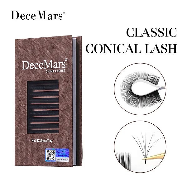 Cilios DeceMars Classic Conical Fios Classicos Fio a Fio Volume Russo Curva C mix 8-15mm
