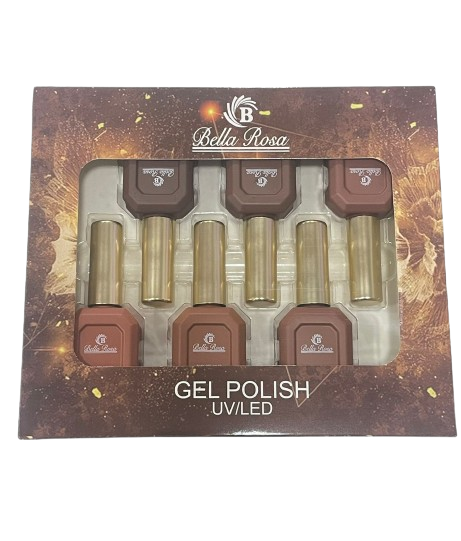 Kit 6 Esmaltes em Gel Marrom Bella Rosa