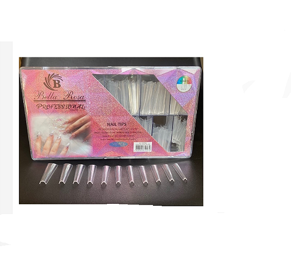 500 Tips Bella Rosa Extra Longa Transparente Curva C