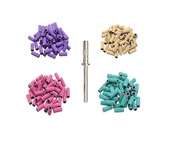 Kit De Refil De Lixa Bits Mandril Motor Elétrica Coloridas Refil + Broca