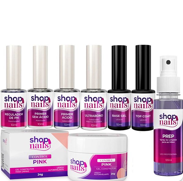 Kit Shopnails preparadores + Gel control Pink