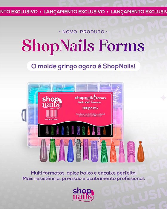 Molde Shopnails Forms 288 Unidades Todos os Formatos