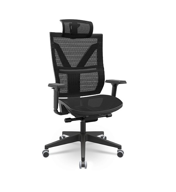 Cadeira Presidente Darix Em Tela Com Apoio de Cabeça Base Nylon Slider