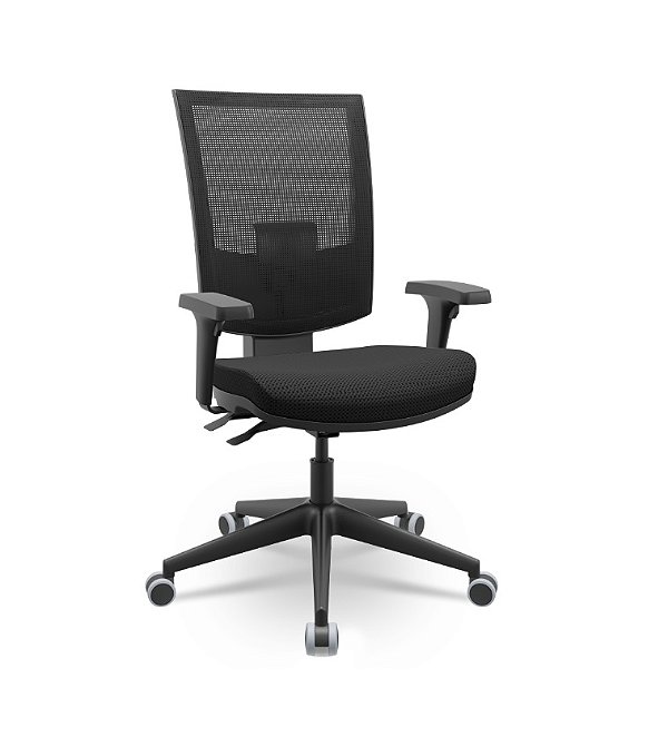 Cadeira Presidente Flash Plaxmetal Tela Preta Assento Aero Base Italia Back System