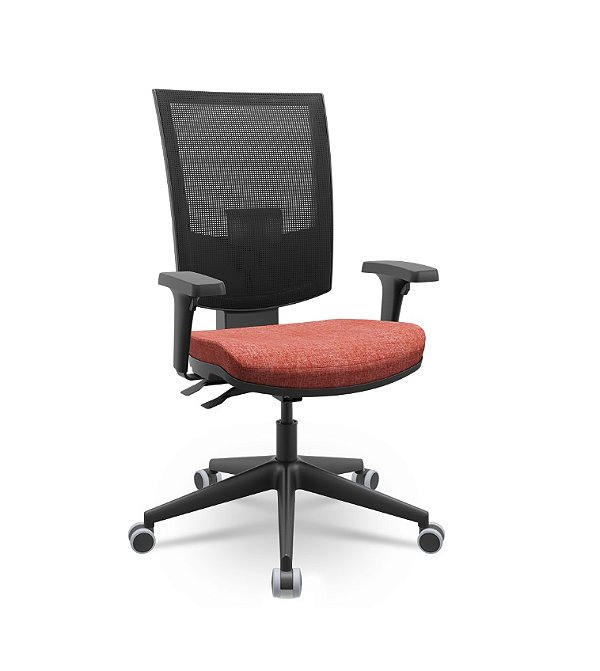 Cadeira Presidente Flash Plaxmetal Tela Preta Assento Concept Base Italia Back System