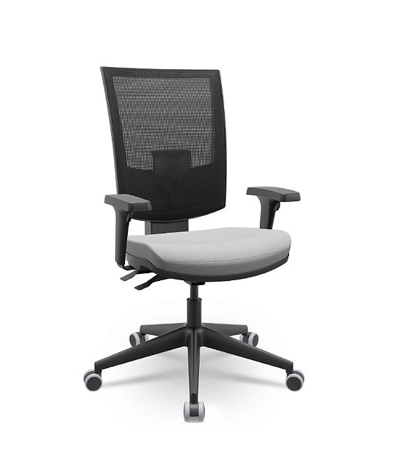 Cadeira Presidente Flash Plaxmetal Tela Preta Assento Facto Dunas Base Italia Back System