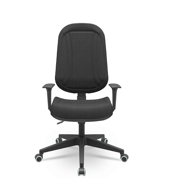 Cadeira Presidente Premium Plaxmetal Base Nylon Back System Braços Reguláveis Crepe Poliéster