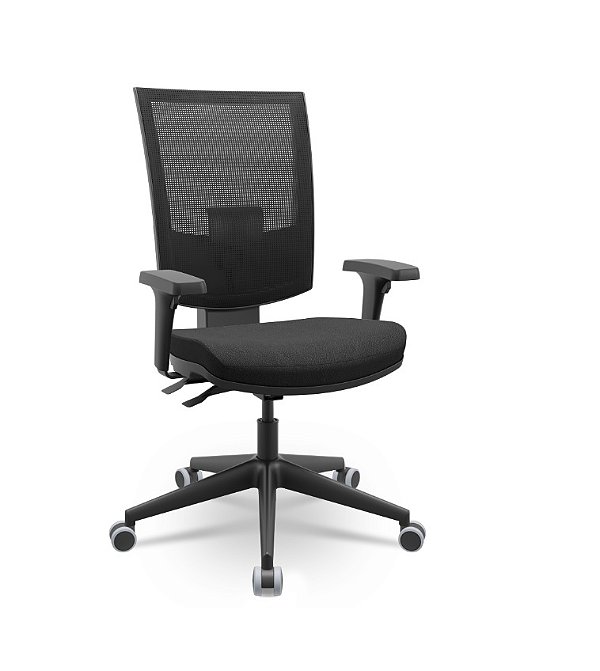 Cadeira Presidente Flash Plaxmetal Tela Preta Assento Poliéster Base Italia Back System