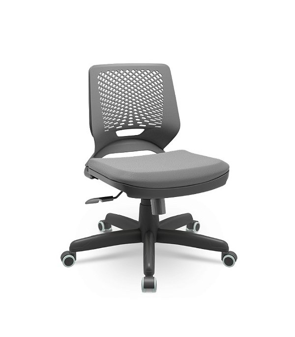 Cadeira Plaxmetal Beezi Encosto Cinza Base Nylon Piramidal Relax Assento Vinil