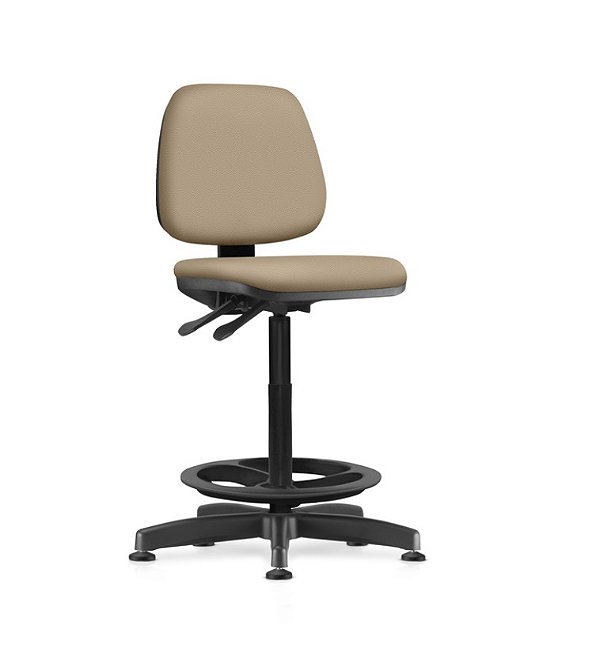 Cadeira Job Frisokar Caixa Alta Para Bancada De Laboratório, Recepção ou Portaria Reforçada Ergonômica Back System Vinil