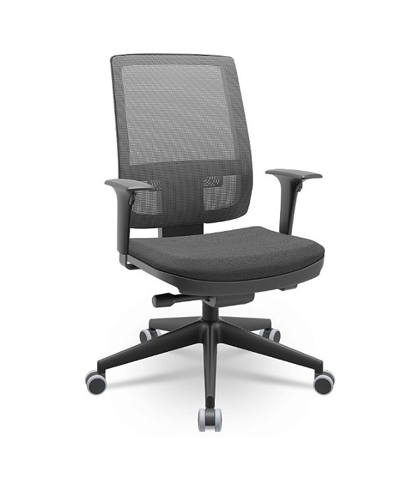 Cadeira Presidente Brizza Plaxmetal Tela Cinza Base Italia Autocompensador Assento Em Vinil