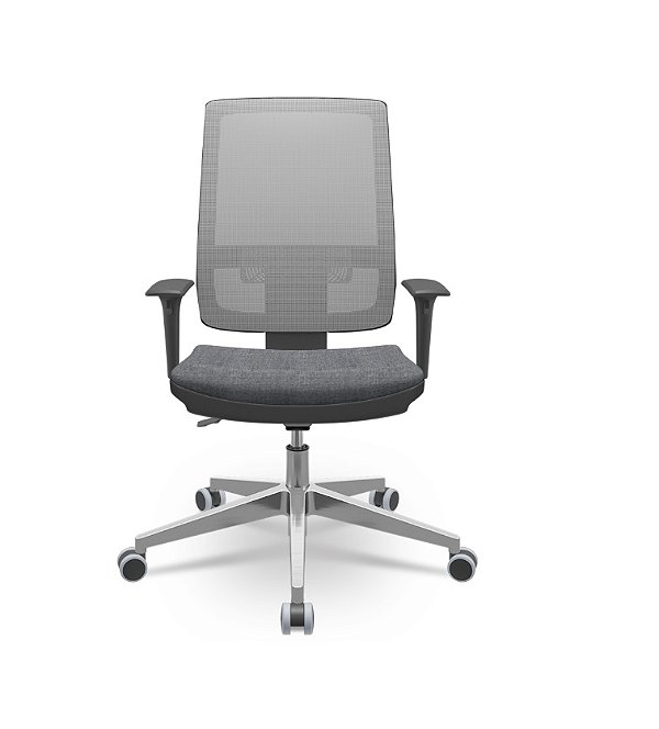 Cadeira Brizza Presidente Tela Cinza Base Aluminio Back System Assento Concept