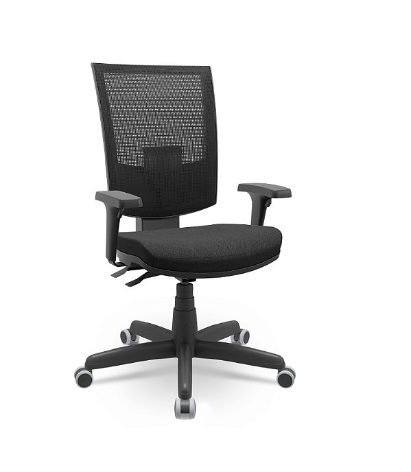 Cadeira Plaxmetal Flash Presidente Base Standard Back System Tela Preta Assento Poliéster