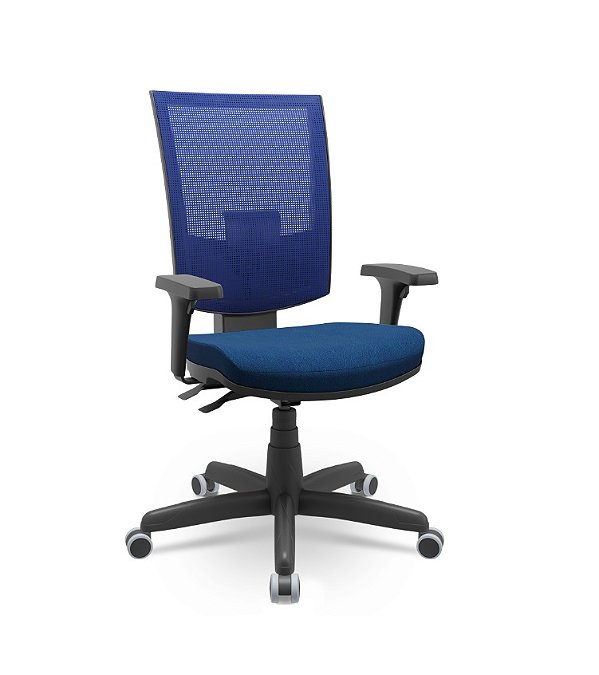Cadeira Plaxmetal Flash Presidente Base Standard Back System Tela Azul Assento Poliéster
