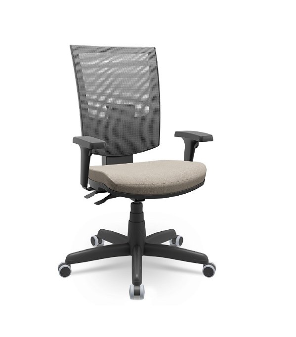 Cadeira Plaxmetal Flash Presidente Base Standard Back System Tela Cinza Assento Poliéster