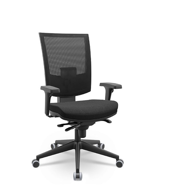 Cadeira Flash Presidente Plaxmetal Tela Preta Base Italia Slider Poliéster