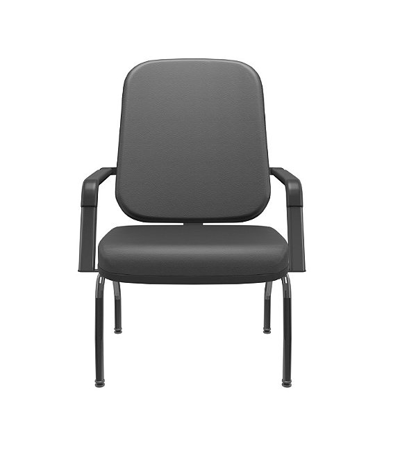 Cadeira Plaxmetal Fixa Operativa Plus Size Reforçada para 185kg Com Braços Fixo Revestimento em Vinil