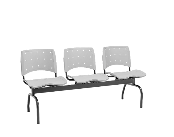 Longarina 3 Lugares Ergoplax Plaxmetal Polipropileno