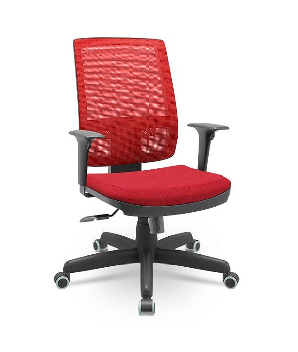 Cadeira Brizza Presidente Plaxmetal Tela Vermelha Base Standard Relax Assento Crepe Poliéster