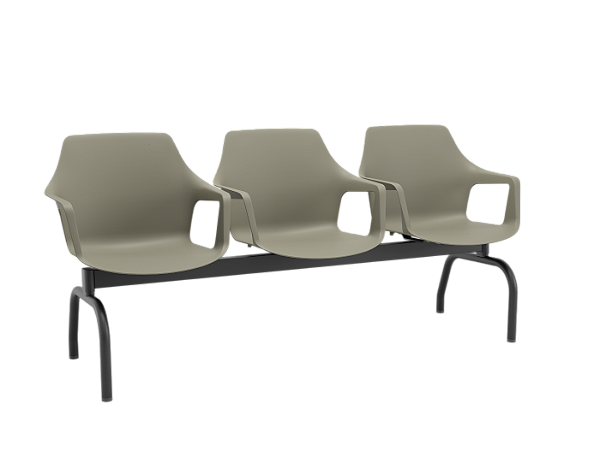 Longarina Vesper Plaxmetal 3 Lugares Polipropileno