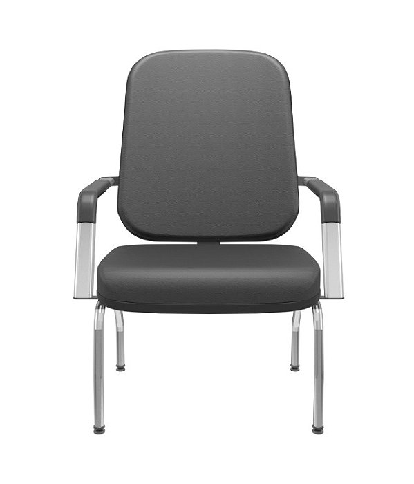 Cadeira Plaxmetal Fixa Operativa Plus Size Reforçada para 185kg Com Braços Fixo Cromada em Vinil