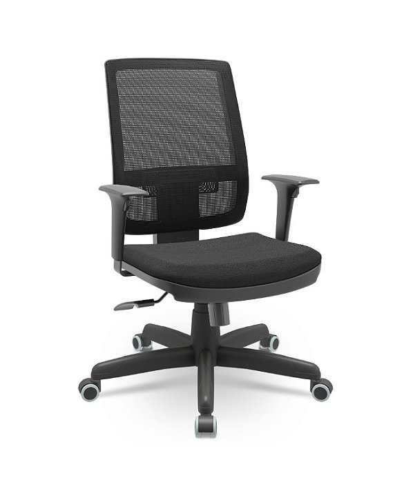 Cadeira Brizza Presidente Plaxmetal Tela Preta Base Standard Relax Assento Crepe Poliéster