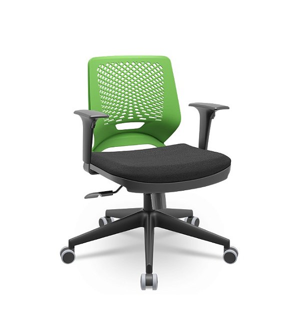 Cadeira Beezi Plaxmetal Com Braços Reguláveis Encosto Verde Assento Em Poliéster Base Italia.