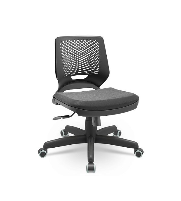 Cadeira Plaxmetal Beezi Encosto Preto Base Standard Relax Assento Vinil