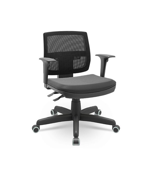 Cadeira Brizza Executiva Tela Preta Base Standard Back System Assento Vinil