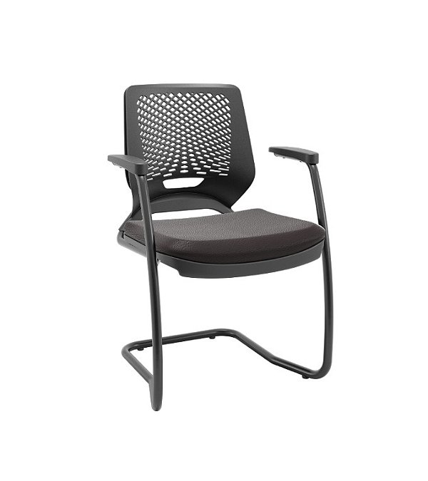 Cadeira Plaxmetal Beezi Fixa Aproximação Encosto Preto Vinil