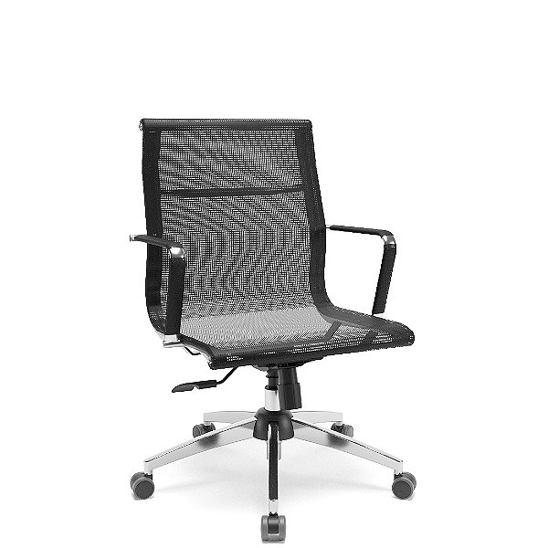 Cadeira Diretor Plaxmetal Aris Tela Base Cromada Com Relax