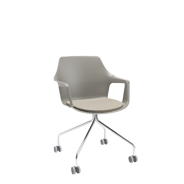 Cadeira Plaxmetal Vesper Basalto Giratória Dialogo Base Cromada Com Assento Estofado Vinil