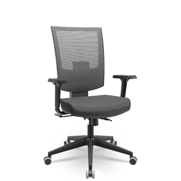 Cadeira Plaxmetal Flash tela Cinza Base Italia Relax System Assento Poliéster