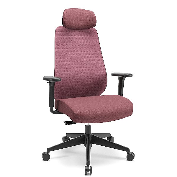 Cadeira Plaxmetal Nexa Marsala com Apoio de Cabeça Mecanismo Slider Braços 3D