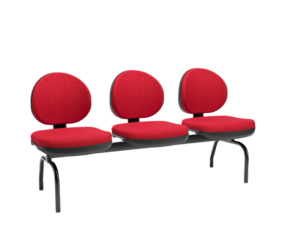 Longarina Plaxmetal Operativa Plus Executiva de 3 Lugares Em Tecido Poliéster