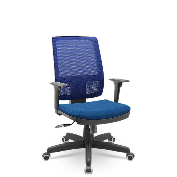 Cadeira Brizza Presidente Plaxmetal Tela Azul Base Standard Relax Assento Crepe Poliéster