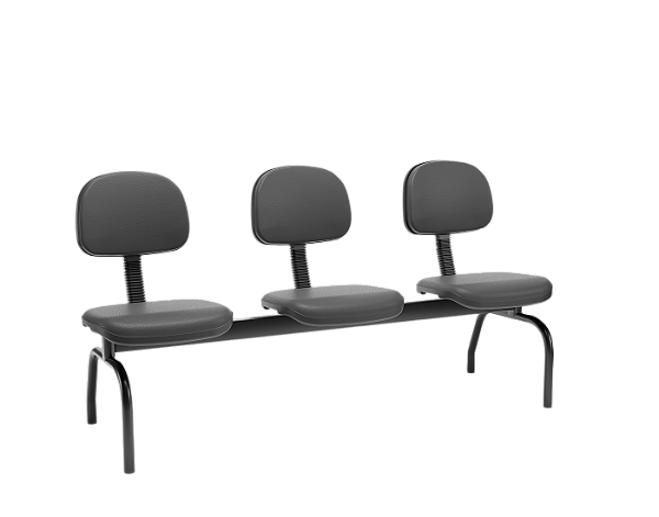 Longarina Plaxmetal de 3 Lugares Operativa Plus Slim Secretária em Vinil