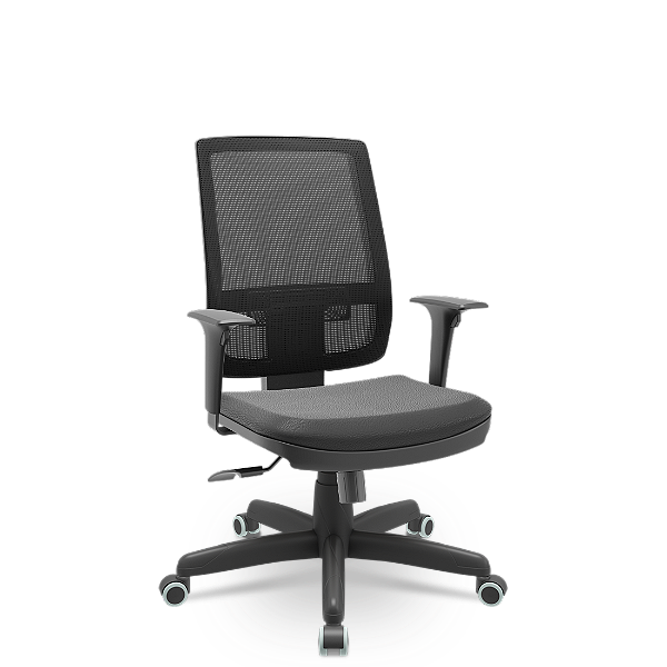 Cadeira Brizza Presidente Plaxmetal Tela Preta Base Standard Relax Assento Em Vinil