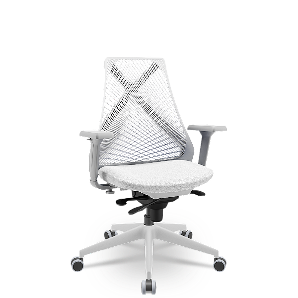 Cadeira Bix X+ Cinza Tela Branca Base Italia Cinza Slider Assento Poliéster