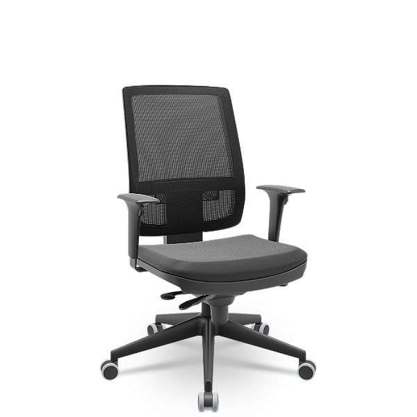 Cadeira Presidente Brizza Plaxmetal Tela Preta Base Italia Slider Assento Vinil