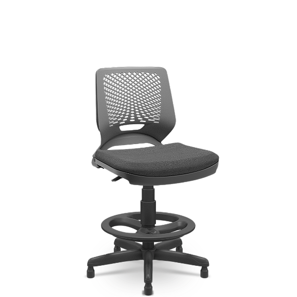 Cadeira Caixa Alta Beezi Plaxmetal Base Standard Com Sapatas Encosto Cinza Assento Poliéster