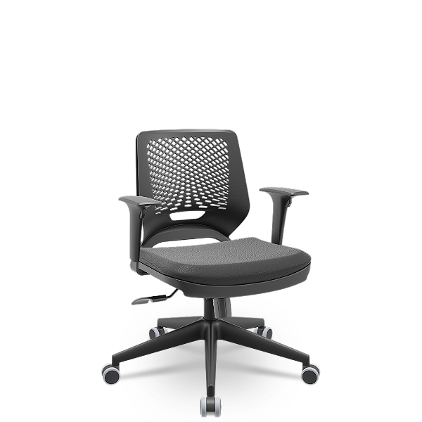 Cadeira Beezi Plaxmetal Com Braços Reguláveis Encosto Preto Assento Em Vinil Base Italia.